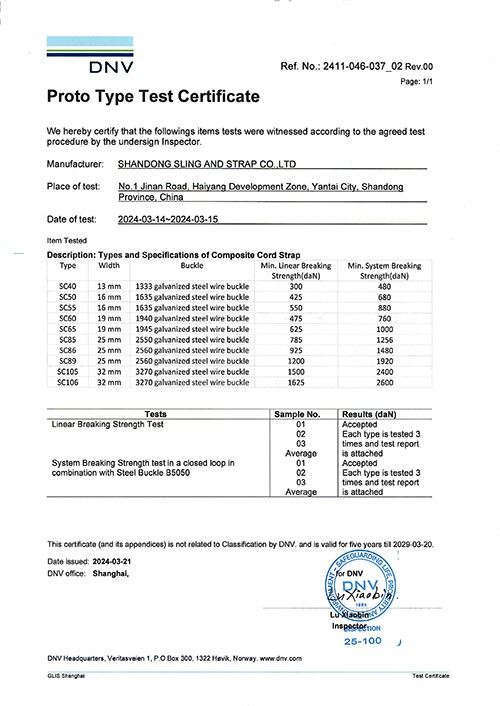 SC Composite Strap DNV Certificate